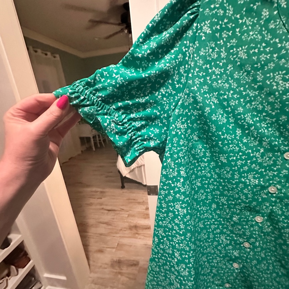 J. Crew Green Floral Blouse - Picture 5 of 5